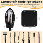 Hot Hair Tools Travel Bag with Removable Heat Resistant Mat 2 in 1 Portable Hair Tool Organizer Bags for Hair Straighteners Curling Irons Hot Air Brushes Hair Dryer Women Travel Essentials (Black)