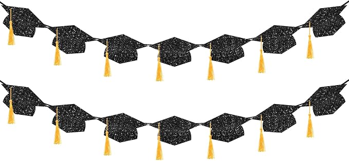 Graduation Decorations 2026, Pre-strung Double-sided Glitter Graduation Banner by LXDNBGO