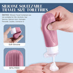 Travel Bottles for Toiletries, 3oz TSA Approved Travel Size Toiletries, Silicone Leak-Proof Refillable Containers, Squeezable Liquid Essentials Bottles W/Clear Bag (PURPLE)