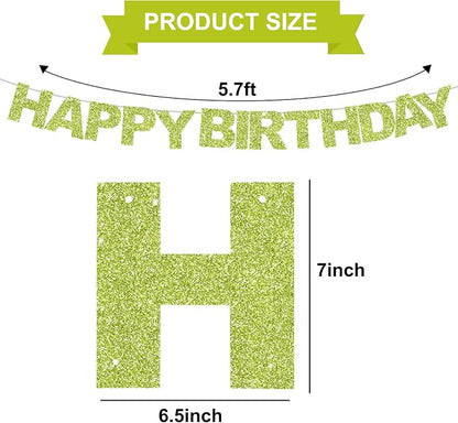 BEISHIDA Pre-Strung Grass Green Happy Birthday Banner Party Sign Decoration | - Image 3