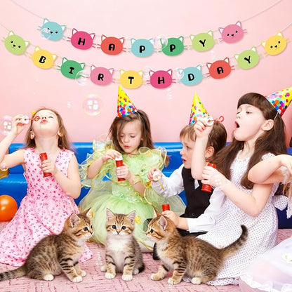 Cat Happy Birthday Banner Party Decorations Birthday Cat Banner Garlands Sign - Image 6