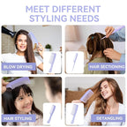 RHOS Hair Comb Set for All Hair Types and Genders - Wide, Fine Rat Tail, and Medium Detangling Combs for Styling (Purple)
