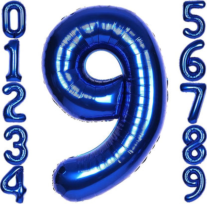 40 Inch Navy Blue Big Number 9 Balloon 0-9 Large Helium | Royal Blue 9th Foil by SULALABOO