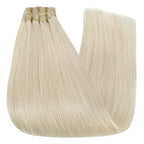 YoungSee Clip in Human Hair Extensions Blonde Human Hair Clip in Extensions Platinum Blonde Invisible Clip on Hair Extension Real Hair Silky Straight 18Inch Set 7Pcs 120G