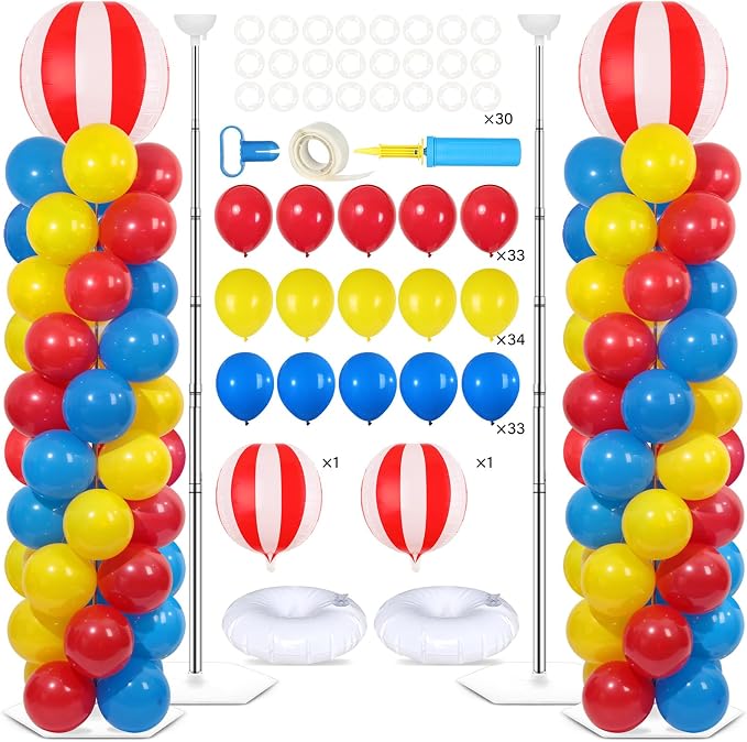 2 Sets Carnival Circus Balloon Column Stand Kit by Naozinebi