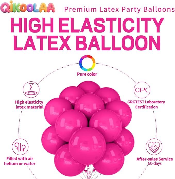 32Pcs Hot Pink Big Balloons 18 Inch, Round Large Latex Party Balloons - Image 2