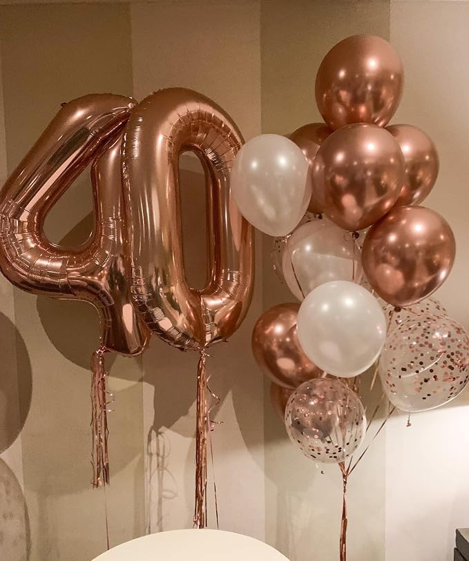 40 Inch Rose Gold 40 Number Balloons Giant Jumbo Huge 40 Foil Mylar Helium - Image 5