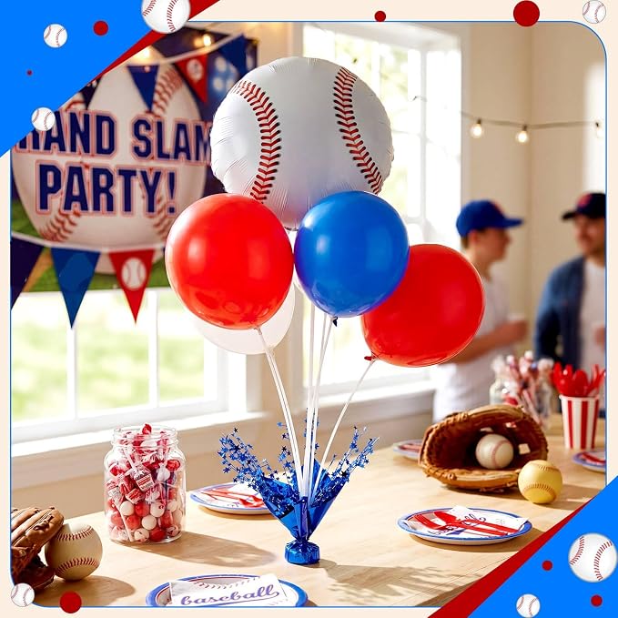 Civaner Baseball Party Balloons Stand Kit 6 Sets, and Red - Image 5