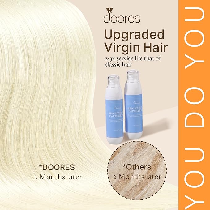 DOORES Human Hair Extensions, Light Blonde Clip in Hair Extensions 20 Inch 120g 7pcs, Natural Thick Weft for Women Straight Weft Gift