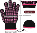 YANTAISIYU ‌2-Pack Heat-Resistant Gloves with Silicone Bumps Heat Blocking Gloves for Curling Hair Styling