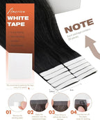 Sunny Hair Tape in Hair Extensions Human Hair 28inch Hair Extensions Real Human Hair Tape in Extensions for Women Jet Black Invisible Remy Hair Natural Straight Skin Weft Double Sided Tapes 20Pcs 50g