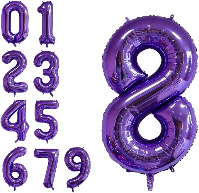 40 Inch Jumbo Purple Number 8 Balloon Giant Balloons Prom Balloons Helium Foil by RBWZQQY