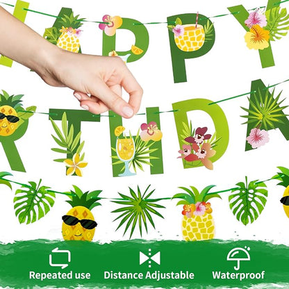 SUNBEAUTY Fruit Party Decorations Happy Birthday Pineapple Element Banner - Image 3