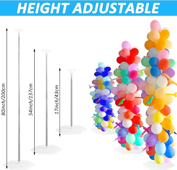 Balloon Column Stand Set of 6, 6.8ft Height Adjustable Balloon Tower Pillar - Image 3
