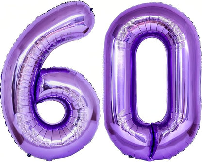 Number 60 Purple Balloons 40 Inch Giant Purple Foil 60 Helium Balloons by LHOAVWE