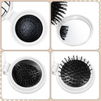 12 Pcs Volleyball Mini Detangler Brush, Folding Mirror Hair Brushes, Mini Travel Hair Brush, No Tangle Soft Flexible Bristles for Straight, Curly, Thick Hair for Volleyball Team Gift Sport Party