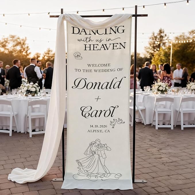 Mapileng Personalized Wedding Cotton Linen Wall Tapestry, Custom Couple Names & - Image 2