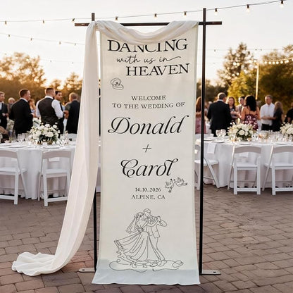 Mapileng Personalized Wedding Cotton Linen Wall Tapestry, Custom Couple Names & - Image 2