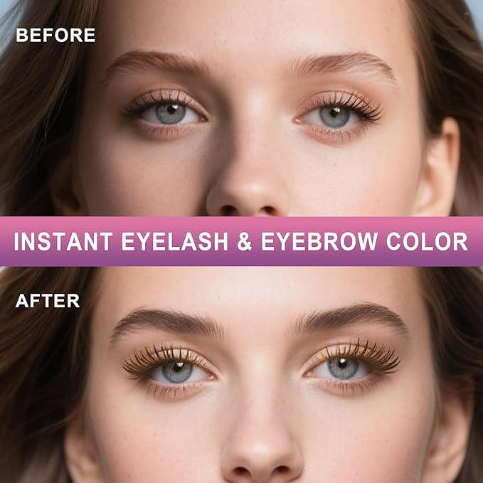 Eyelash & Eyebrow Color Kit, Professional Instant Lash & Brow Color Kit, Easy to Use with Natural Results, DIY Hair Coloring Eye Brow & Eye Lash Set for Beginner Salon Beauty 7ml (Coffee/Dark Brown)