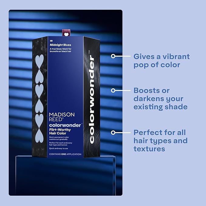 Madison Reed colorwonder Demi-Permanent Hair Color, Effortless At-Home Hair Dye, Ammonia-Free, Cruelty-Free, Midnight Blues (2B Blue Black), Pack of 1