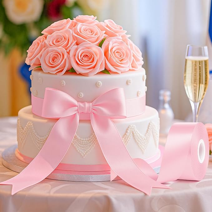 1 1/2In 30Yards Pink Satin Ribbon - Image 4