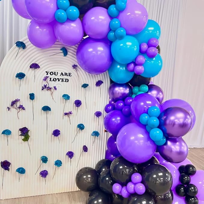 Black Purple Teal Blue Balloons, 12 Inch Metallic Blue Purple Teal Blue - Image 7