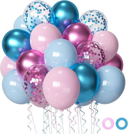 Pink and Blue Party Balloons by Msiveavz