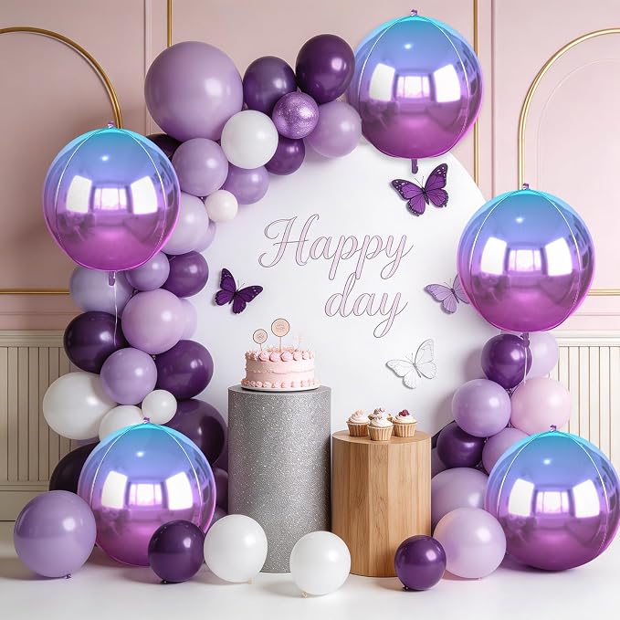 Gradient Purple Round Foil Balloons 9 pcs - Image 9
