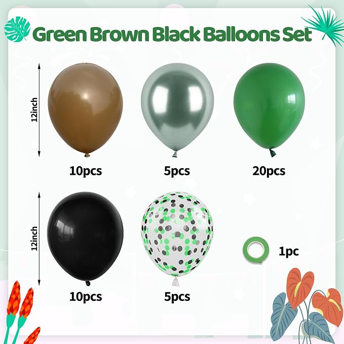 Paready Green and Brown Balloons - Image 2