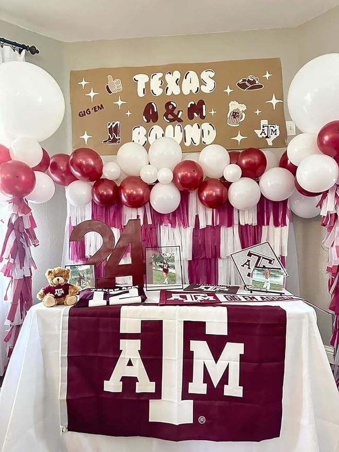Graduation Decorations Maroon/Maroon White Graduation Party Decorations - Image 5