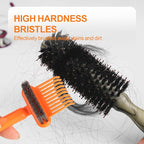 Boar Bristles Hair Brush for Women and Men, Detangling Hair Brush for Smoothing Massage Add Shine, Nylon&Boar Bristles Detangler brush for Hair Healthy (Cleaner-Orange)