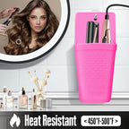 Heat Resistant Silicone Hair Iron Mat and Pouch,Portable Travel Hair Straightener Mat and Holder for Hair Styling Tools.1 Pack.(Hot Pink)