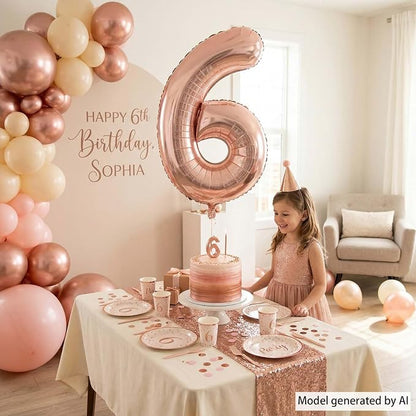 Rose Gold Number 6 Balloon 40 Inch, Luxurious Rose Gold Foil - Image 2