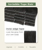 SURNEL Injected Invisible Tape in Hair Extensions 18 Inch Darkest Brown Injection Seamless Tape in Extensions Human Hair 20Pcs 40g(#2,18)