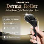 TUMAKOU Derma Roller - Microneedle Roller Skin Tool for Face Scalp Hair Beard - for Women and Men (Black)