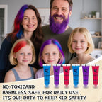 Byhoo Blue Red Purple Temporary Hair Color for Dark Hair Dye, Cream Formula, Washable Hair Dye for Kids Girls Birthday Party Halloween Cosplay Hair Gift