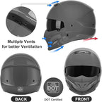 Full Face Motorcycle Helmet for Unisex-Adult Dirt Bike ATV Scooter Cruiser 3/4 Face Motocross Helmet Interchangeable Mouth Cover DOT Approved