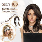 UDU Hair Toppers for Women: Synthetic Fiber, Ash Brown, Multi-layer, Long Straight Wavy, Clip in Wiglets with Fringe Bangs