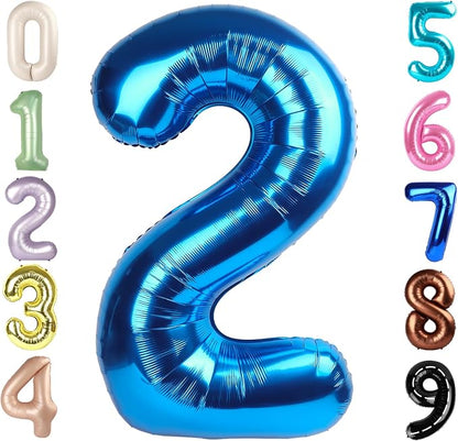 2 Balloon Numbers Birthday Decorations, 40In Dark Blue Balloons by Mluchee