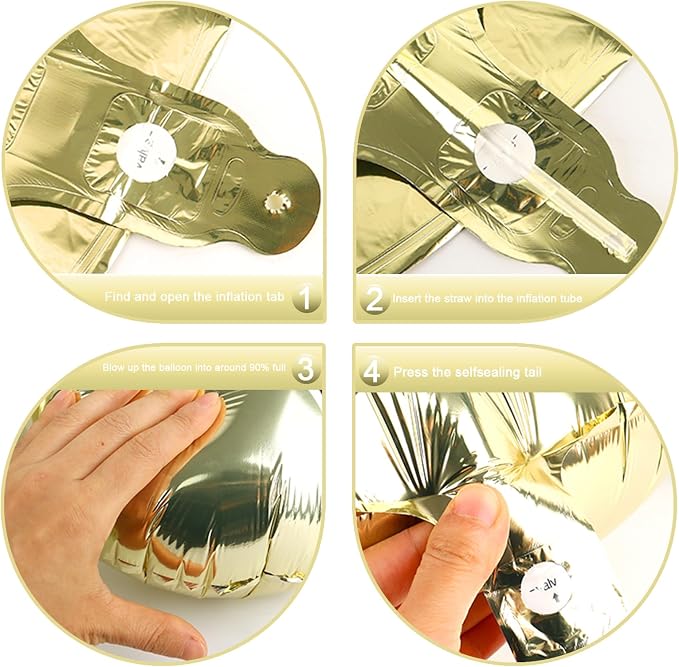 Champagne Gold Number 5 Balloon 40 inch, Balloon numbers party supplies - Image 2