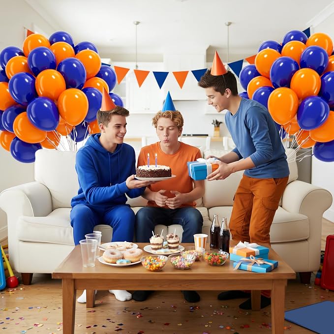 60pcs Royal Blue and Orange Balloons - Image 5