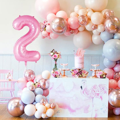 Pink Number 2 Balloon 40 Inch, Big Large Foil Helium Number Balloons, Jumbo - Image 2