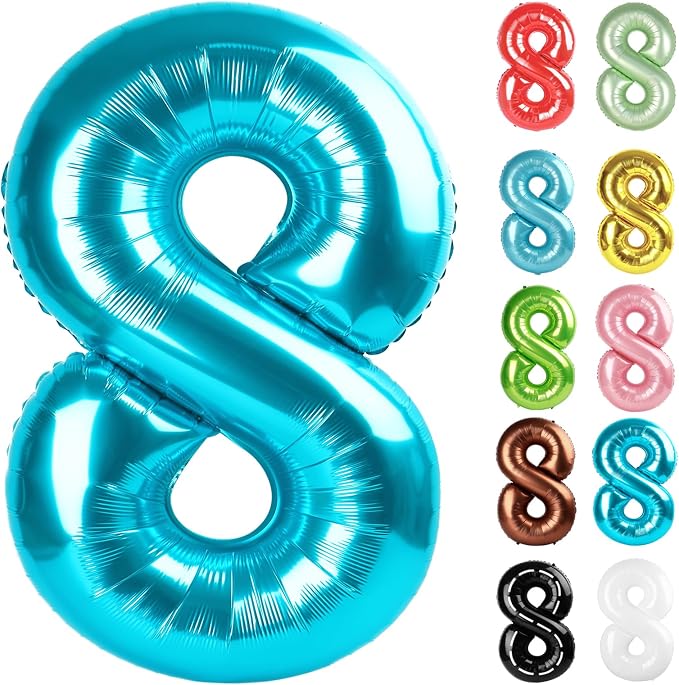 Light Blue Number 8 Balloon 40 Inch by IWERP