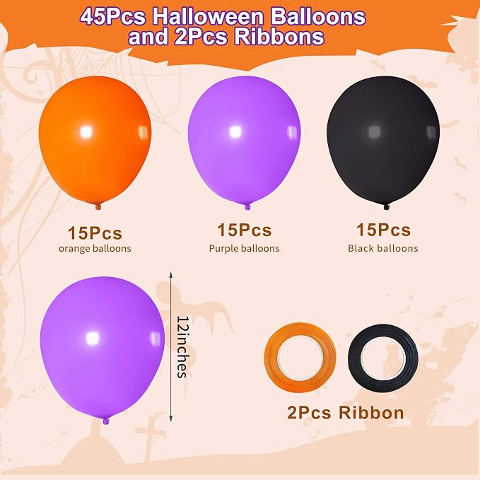 Black Orange Purple Latex Halloween Balloons 45ct 12in | Latex, classic - Image 2