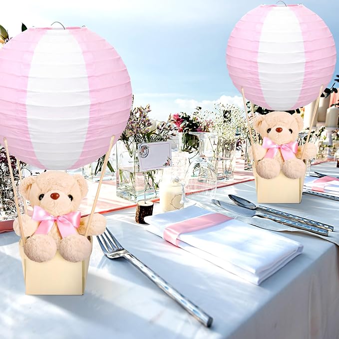 12 Sets Baby Shower Hot Air Balloon Table Centerpieces DIY Paper Lanterns - Image 3