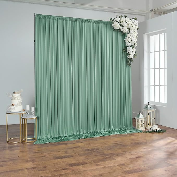 10 ft x 30 ft Sage Green Backdrop Curtains - Image 6