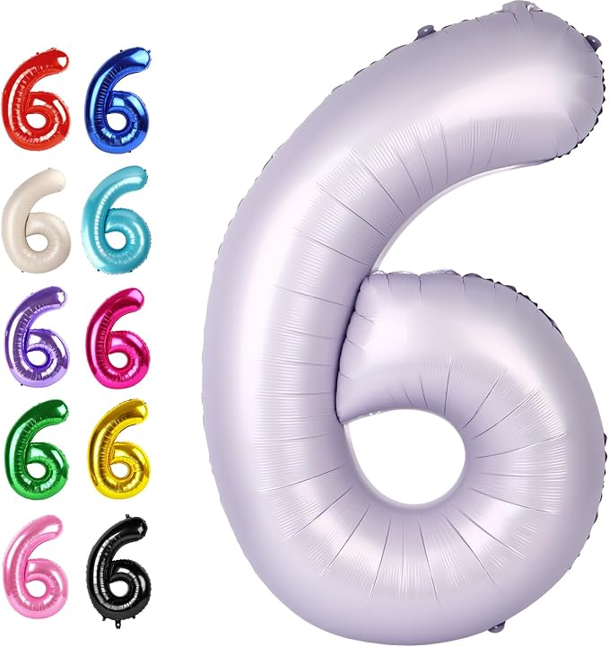 Lilac Number 6 Balloon 40 inch, Lavender Birthday Party Balloons Decorations | by Upgesy