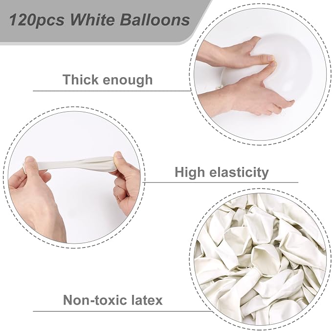 RUBFAC White Balloons 120pcs 12 Inch, 2026 International Football Game Decor - Image 3