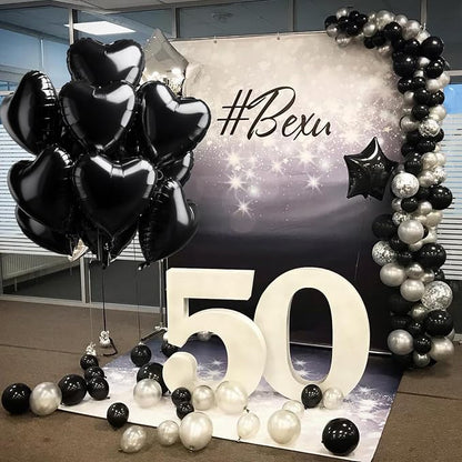 TONIFUL 15 Pcs Black Heart Balloons 18 Inch Heart Shape Foil Mylar Balloon | - Image 3