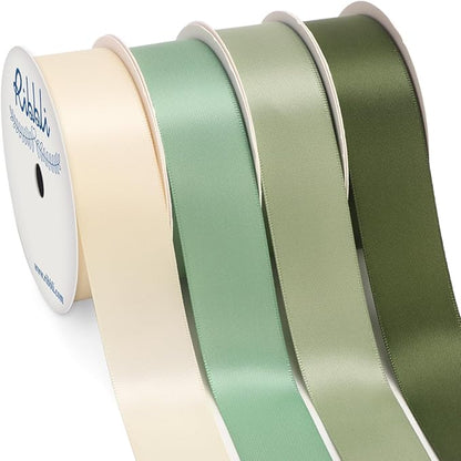 Ribbli Sage Green Satin Ribbon 1 Inch x 4 Rolls Total 40 Yards- by Ribbli